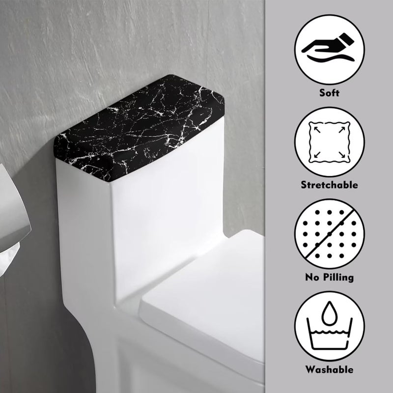 Tesivruno Marble Print Toilet Tank Lid Cover Elastic Dust-Proof Toilets Top Cover Stains Resistant Toilet Tank Cover Protector for Bathroom Decor, 1 Piece Only,White - Image 3